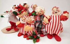 Vintage Lot 7 Santa Mrs. Claus Pair Annalee Hold Pie Poinsettia Hot Water Bottle