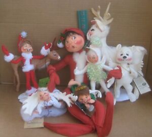 Lot of 8 Annalee Christmas Dolls Range from 7"-18"- All for Christmas Decor