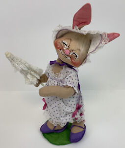 Vintage Large 1990 Annalee Easter Parade Bunny W/ Parasol Umbrella