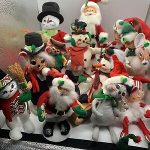 Lot 12 Annalee Christmas Dolls polar bear Mice Santa Angel Santa reindeer READ