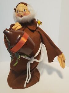 Rare Vintage 1963 Annalee Mobilitee 14" Monk w/ Wine Jug Felt Doll tree topper