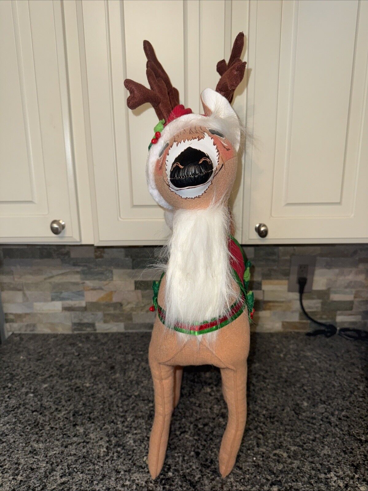 Annalee Extra Large Brown Reindeer 2015  30 Inch Corduroy Hat