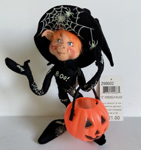 Vintage Annalee Halloween Black 10" Hobgoblin w/tag & bag 298602 Glows in Dark