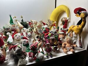 LOT OF 3O! ANNALEE CHRISTMAS DOLLS Santa Mrs Claus Elves Reindeer Angels & More!