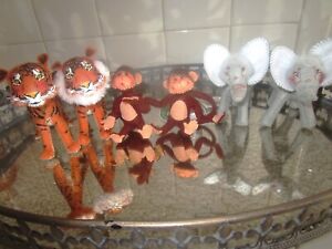 ANNALEE  NOAH'S ANIMALS LTD,  EDITION OF 250  MONKEYS ELEPHANTS & TIGER SET OF 6