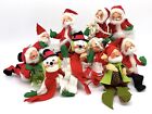 Annalee Mobilitee Dolls Lot of 10 8” Christmas Santa, Snowmen, Mistletoe 1960s
