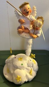 2002 Annalee Dolls Starlight Angels 5" & 7" on Light Up Cloud Pedestal NWT