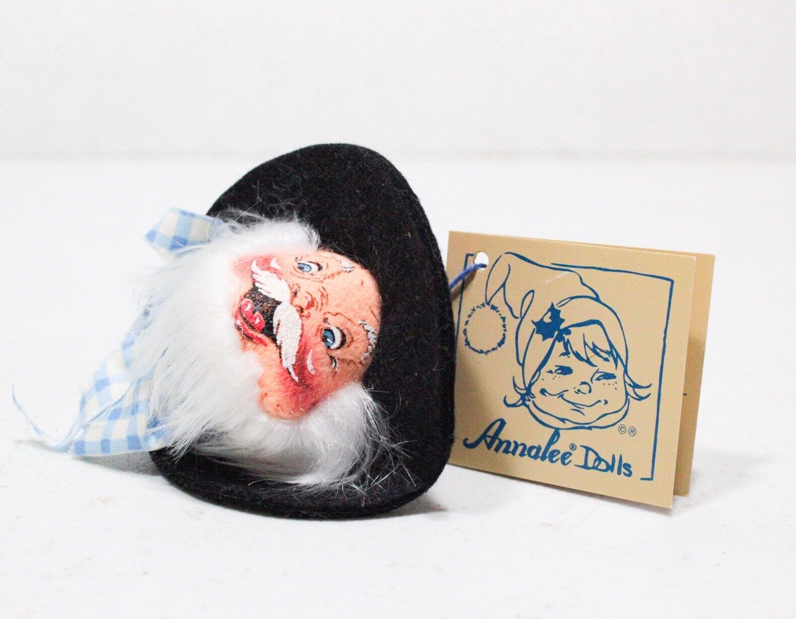 RARE 1995 Nashville Farmer Santa Head ANNALEE Mobilitee Pin Brooch Doll w/TAG