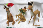 Lot of 3 VTG 1960'S Annalee Christmas Reindeer 7-9“ Inch Figurines Mobilitee