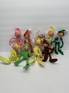 Lot of 9 Annalee Pixie Elf 13” Rare Colors