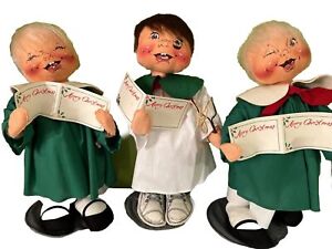 Annalee Dolls Choir Boys + Naughty Slingshot Shiner Set of 3, 18”, Vintage 1990s