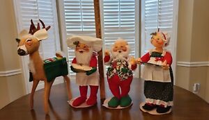AnnaLee Vintage Mrs. Claus with Tray, Santa Claus, Santa Chef, Reindeer 1992 -94