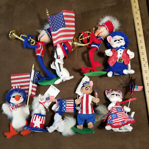 9 ANNALEE PATRIOTIC MOBILITEE 4TH OF JULY PLUSH FIGURES