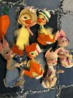 Annalee Lot of 7 VTG Ducks Chicks Rabbit Carrot  Spring Easter Dolls 70s 80s