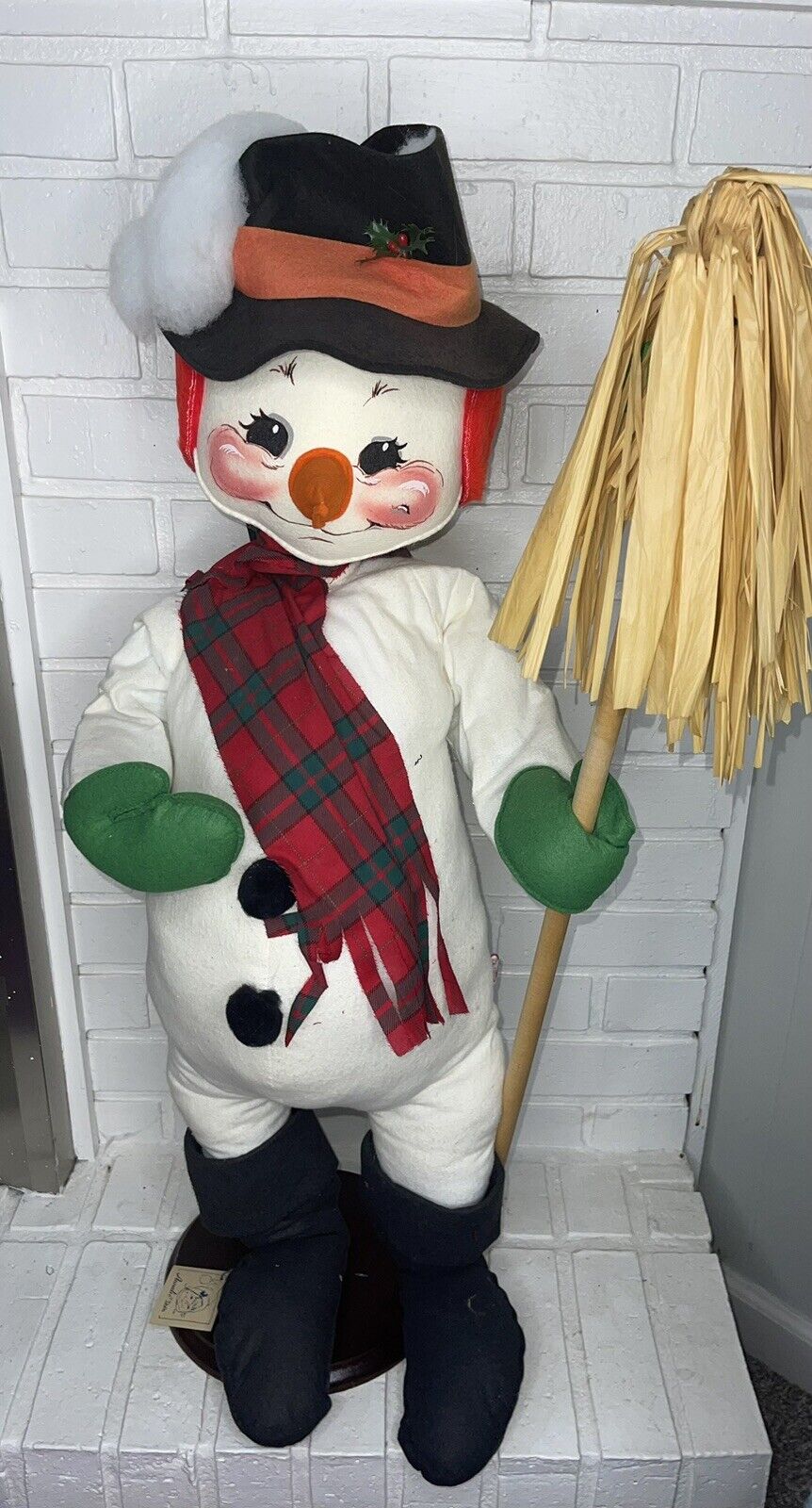 RARE Vintage 1995 Annalee Snowman 30” With Broom &tags Christmas Frosty Dol