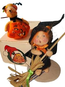 Vtg Annalee HALLOWEEN Lot '97 WITCH KID HTF Jack O Lantern PUMPKIN MOUSE  3"