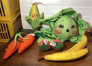 Annalee Vegetables HTF Cabbage Head; Corn Cob, Carrots, Tomatoes, Bananas