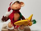 ANNALEE CHRISTMAS MONKEY IN SANTA HAT W/ BANANA & CHRISTMAS GIFTS 14" DECORATION