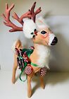Vtg 2004 Annalee Large Reindeer with Saddlebags Peppermint Candy Lollipops 18 in