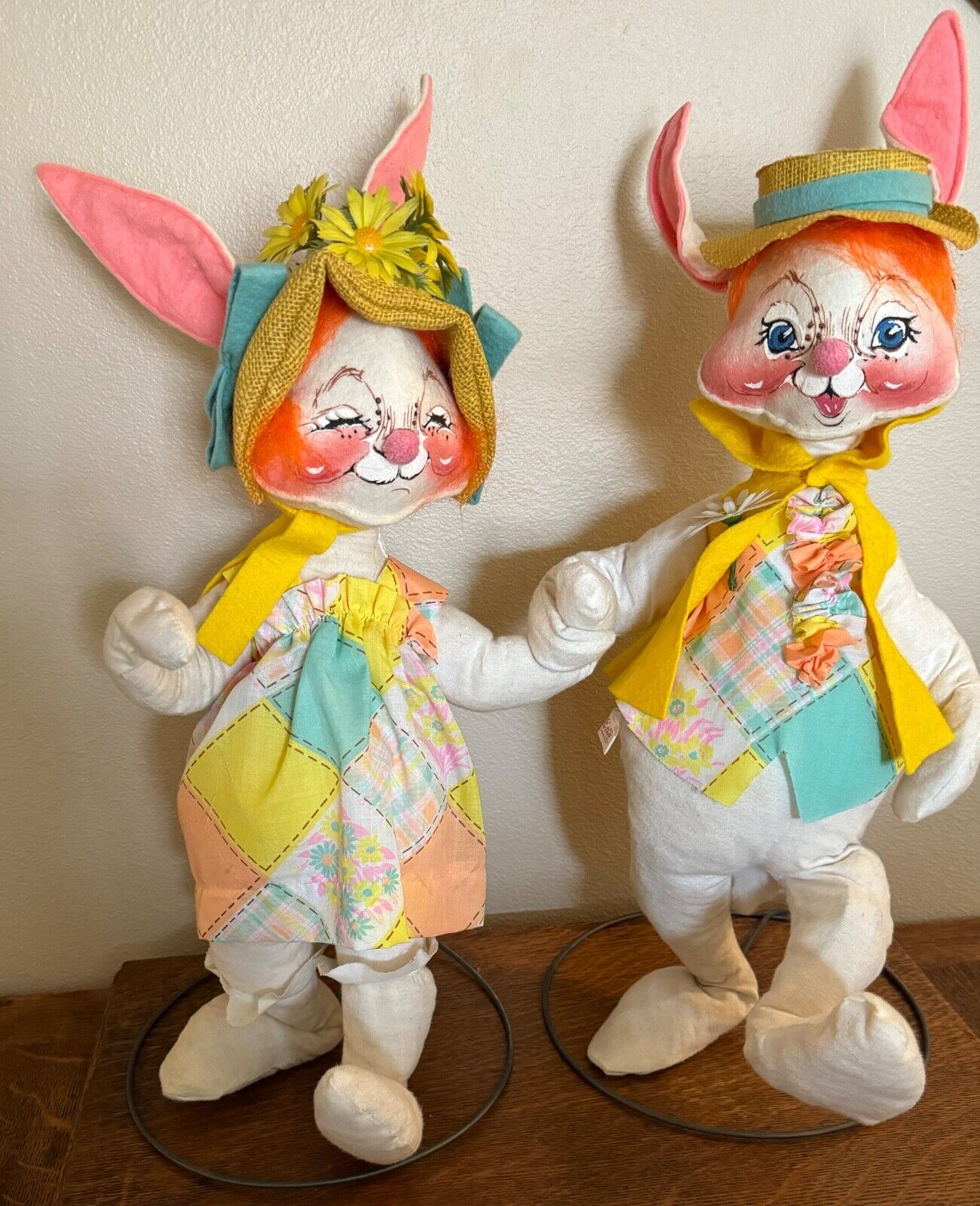 2-Pc Set Annalee Easter Parade Boy & Girl Bunny - Orange Hair - 1978