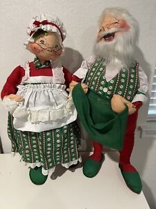 LARGE VTG 30” Annalee Mr And Mrs Santa Claus Christmas Mobilitee Dolls