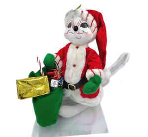 Vintage Large 18” Annalee Christmas Peppermint Twist Santa Clause Mouse W/Gifts