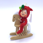 RARE Annalee 2008 PJ Kid on Rocking Horse Ornament 3" Doll Christmas Holiday EUC