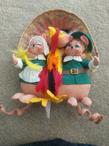 AnnaLee "Let's Talk Turkey" Pilgrim Mice and Turkey Thanksgiving 10" tall