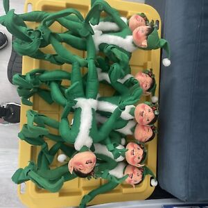 Annalee 18inch Green Elf-Lot Of 8