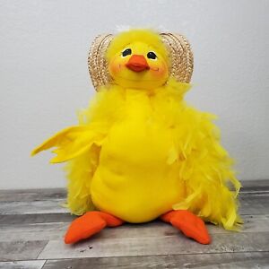 Annalee Mobilitee Yellow Duck Hat Feather Boa Lrg 19" 2006 156106 Easter Spring