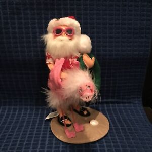 Annalee Dolls Sunny Santa with Flamingo 9” 2021 New with Tag/Bag