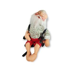 Annalee Santa Doll Sleeping In wooden Rocking Chair 1990 off season Christmas