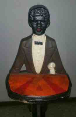 ANTIQUE BLACK BUTLER CAST IRON MAN ART STAND TRAY DISPLAY RARE AFRICAN AMERICAN