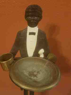 Vintage Rare Antique Iron African American Black Butler Tobacco Smoking Stand