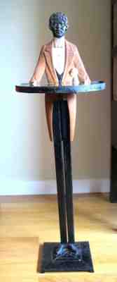 Vintage 37 1/4" Tall Cast Iron Butler Smoking Stand Ashtray