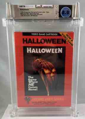 1983 ATARI 2600 WIZARD VIDEO HALLOWEEN ORANGE BOX FLIP-TOP LID WATA 8.0 CIB RARE