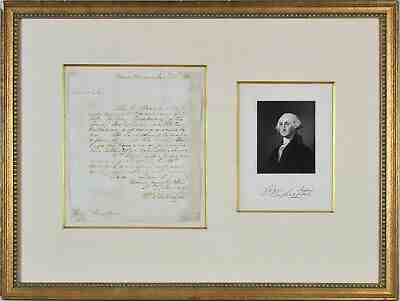 George Washington Authentic Signed & Framed 7.75x8.85 Handwritten Letter BAS