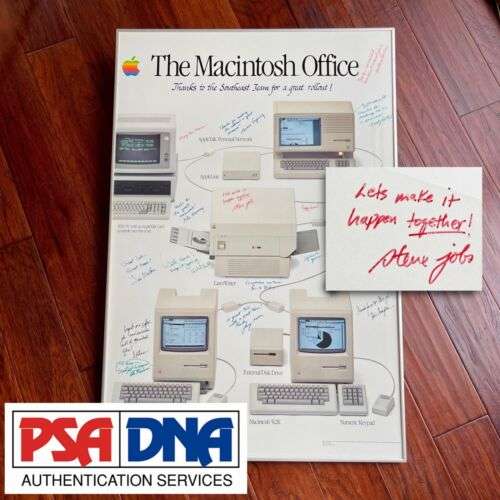 STEVE JOBS * PSA/DNA * Scarce Autograph MACINTOSH OFFICE Poster SIGNED * APPLE