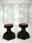 AVON 1876 Ruby Red Cape Cod Collection Pair of Taper Candle Holders w/ Globes