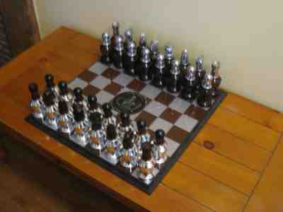 Vintage Avon Chess Set 32 Pieces & National Association of Avon Club Chessboard