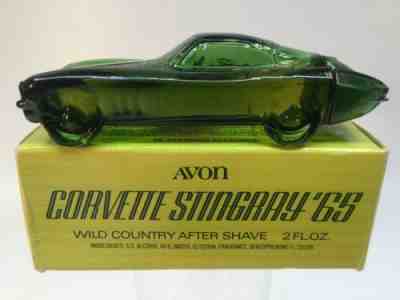 Avon Green Glass Sports Car 1965 Corvette Stingray Wild Country Decanter