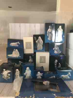 Vintage AVON Christmas Nativity Set 18 Boxes 1981-1993 White Porcelain