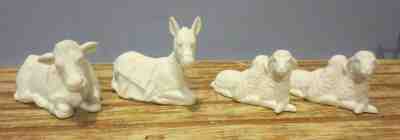 4 PCS. Vintage Avon Nativity Collectibles Cow, Donkey, 2 sets of Sheep, IOB