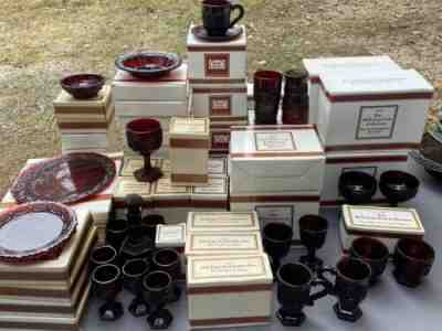 Vintage Avon Cape Cod Ruby Red Glass HUGE Lot 108Pc Service For 8 Serving Pieces
