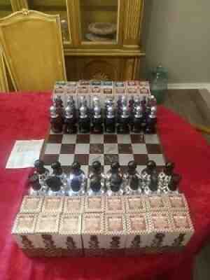 Vtg 1970's Avon Chess Set (32) Bottles (32) Boxes + Collector Board Complete Set