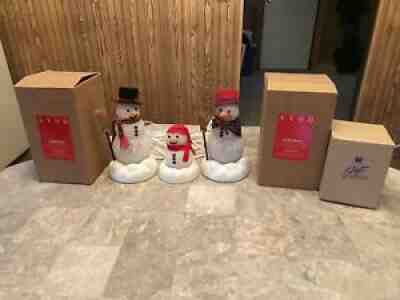 Vintage Avon Chilly Sam, Samantha, And Kid Light-Up Snowmen In Boxes Free Ship