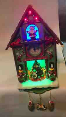 Tick Tock Til Christmas Cuckoo Clock Musical Light Up Santa Animated Avon