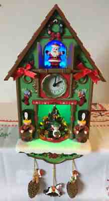 Tick Tock Til Christmas Cuckoo Clock Musical Light Up Animated Avon 17â? WORKS