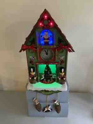 Tick Tock Til Christmas Cuckoo Clock Musical Light Up Santa Animated Avon