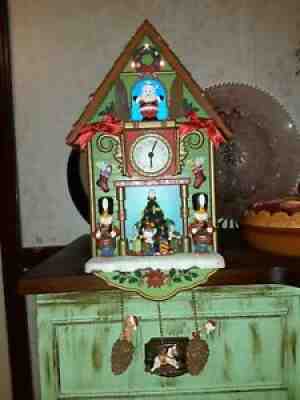 Tick Tock Til Christmas Cuckoo Clock Musical Light Up Animated Avon 17â? WORKS